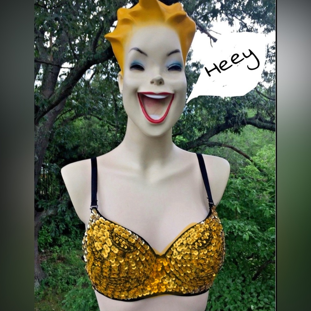 iHeartRaves Gold Sequin Bra